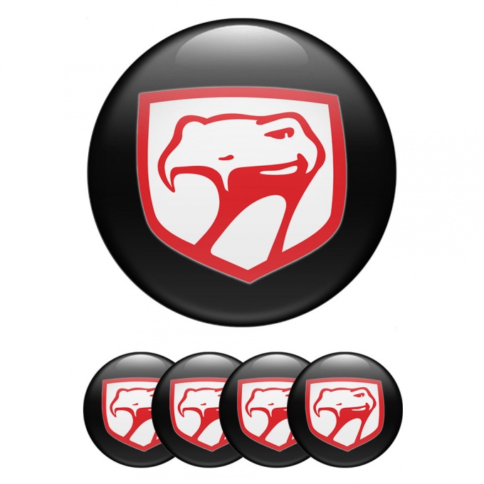 Dodge Viper Emblems for Center Wheel Caps Black Base Red White Logo