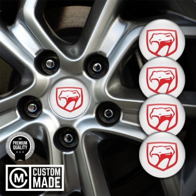 Dodge Viper Wheel Stickers for Center Caps White Base Red Logo Edition