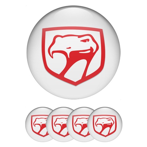 Dodge Viper Wheel Stickers for Center Caps White Base Red Logo Edition