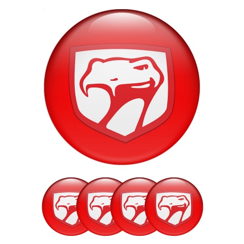 Dodge Viper Center Caps Wheel Emblem Crimson Base Red White Logo Design