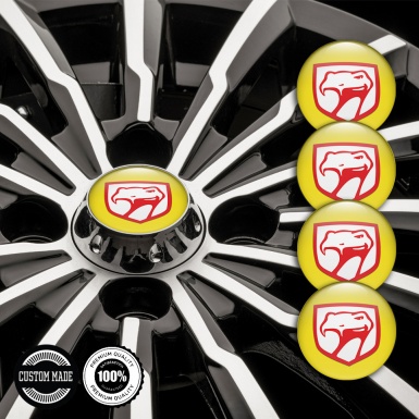 Dodge Viper Silicone Stickers for Center Wheel Caps Yellow Base Red Logo
