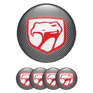 Dodge Viper Wheel Emblem for Center Caps Carbon Fiber Red Logo