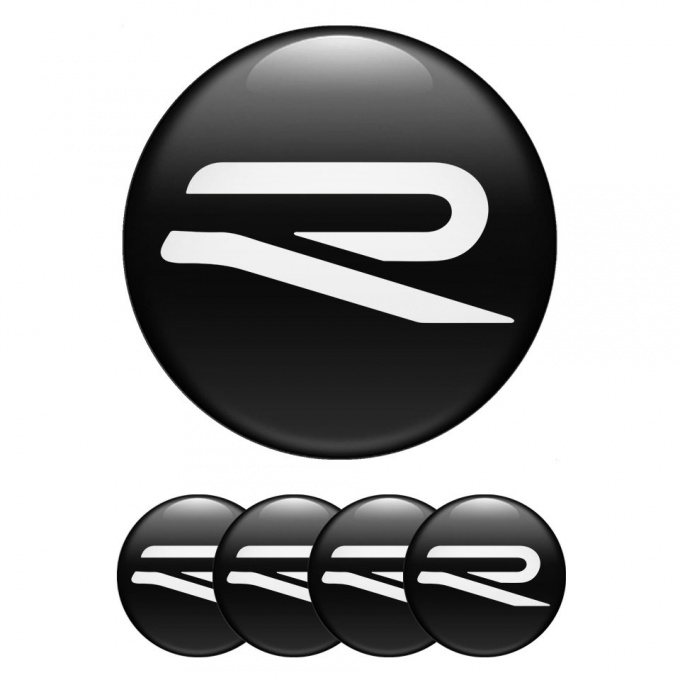 VW R Line Emblems for Center Caps Black