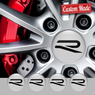 VW R Line Wheel Emblems for Center Caps Grey