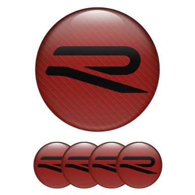 VW Emblems R-line for Center Caps Red Carbon