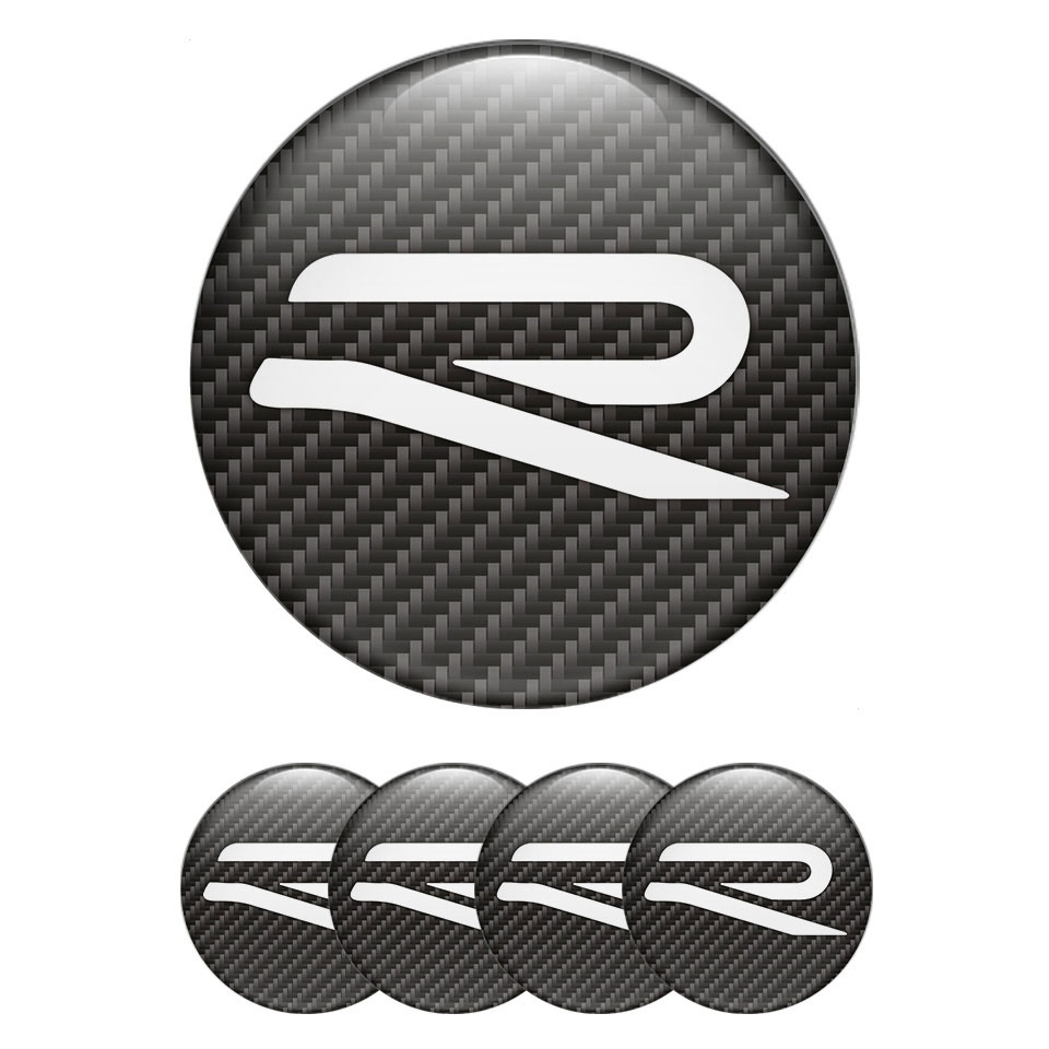 VW R-line Emblems for Wheel Center Caps Carbon edition | Wheel Emblems ...