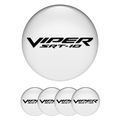 Dodge Viper Emblems for Center Wheel Caps White Base Black SRT Logo
