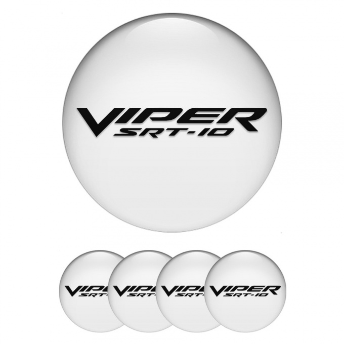 Dodge Viper Emblems for Center Wheel Caps White Base Black SRT Logo