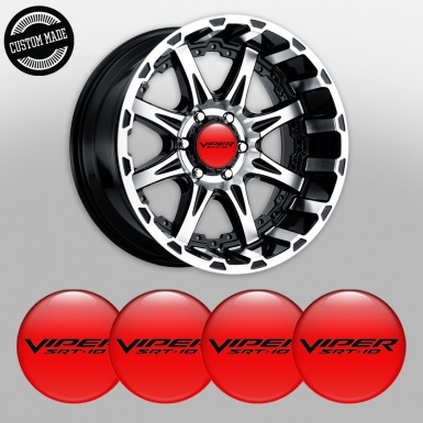 Dodge Viper Wheel Stickers for Center Caps Red Fill Black SRT Logo