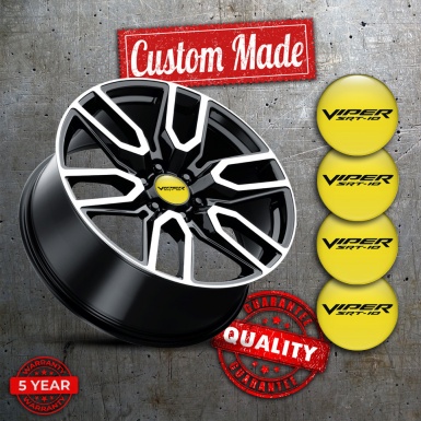 Dodge Viper Silicone Stickers for Center Wheel Caps Yellow Fill SRT Logo