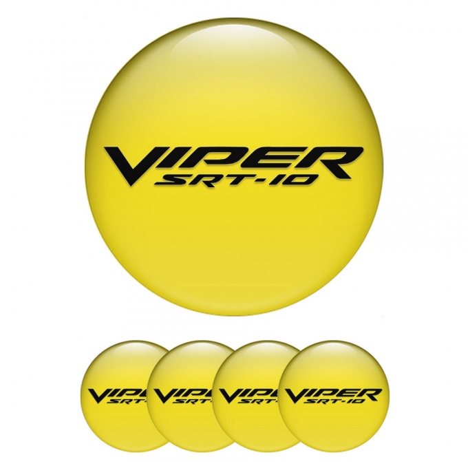 Dodge Viper Silicone Stickers for Center Wheel Caps Yellow Fill SRT Logo
