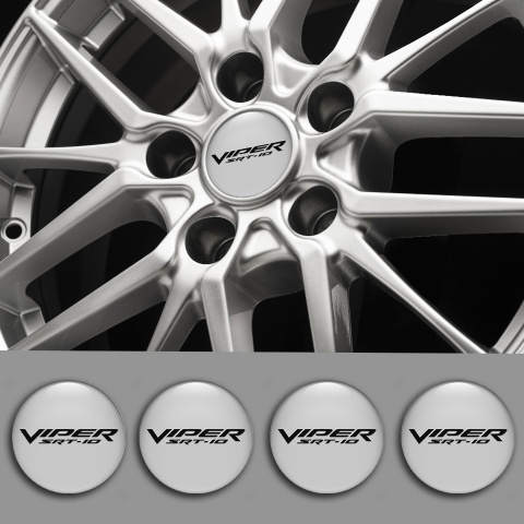 Dodge Viper Domed Stickers for Wheel Center Caps Grey SRT Logo