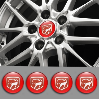 Dodge Viper Stickers for Center Wheel Caps Red Base Crimson Snake Design