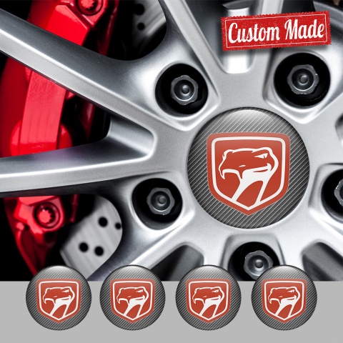 Dodge Viper Emblem for Wheel Center Caps Carbon Texture Crimson Snake