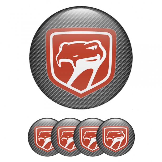 Dodge Viper Emblem for Wheel Center Caps Carbon Texture Crimson Snake