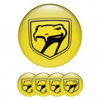 Dodge Viper Center Caps Wheel Emblem Yellow Base Dark Venom Logo