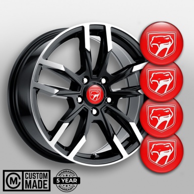 Dodge Viper Emblem for Center Wheel Caps Red Fill White Reptile Logo
