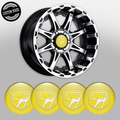 Dodge Viper Center Wheel Caps Stickers Yellow Fill White Reptile Logo