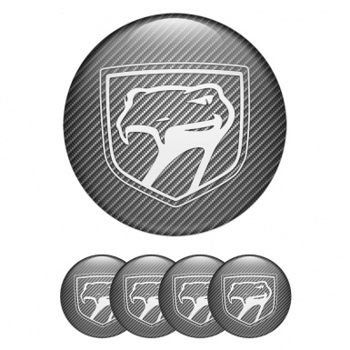 Dodge Viper Wheel Stickers for Center Caps Carbon Fiber White Reptile Logo