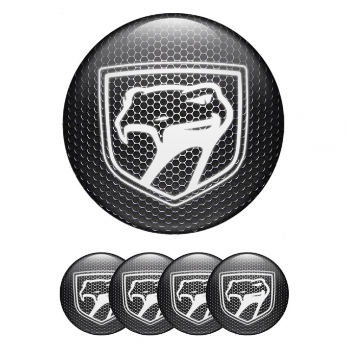 Dodge Viper Center Caps Wheel Emblem Dark Grate White Reptile Logo