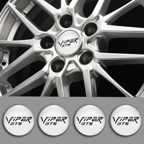 Dodge Viper Stickers for Wheels Center Caps White Base Black GTS Logo