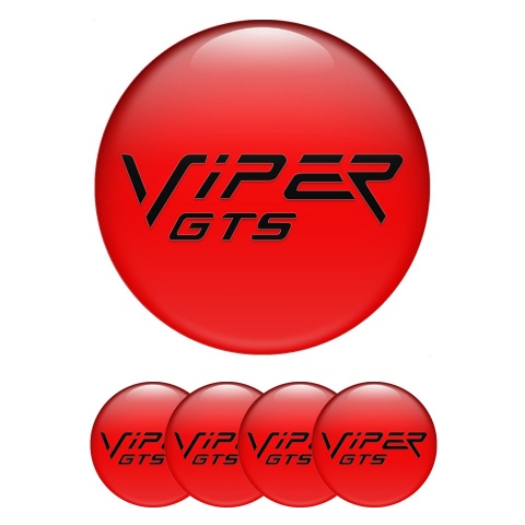 Dodge Viper Emblem for Wheel Center Caps Red Base Black GTS Logo