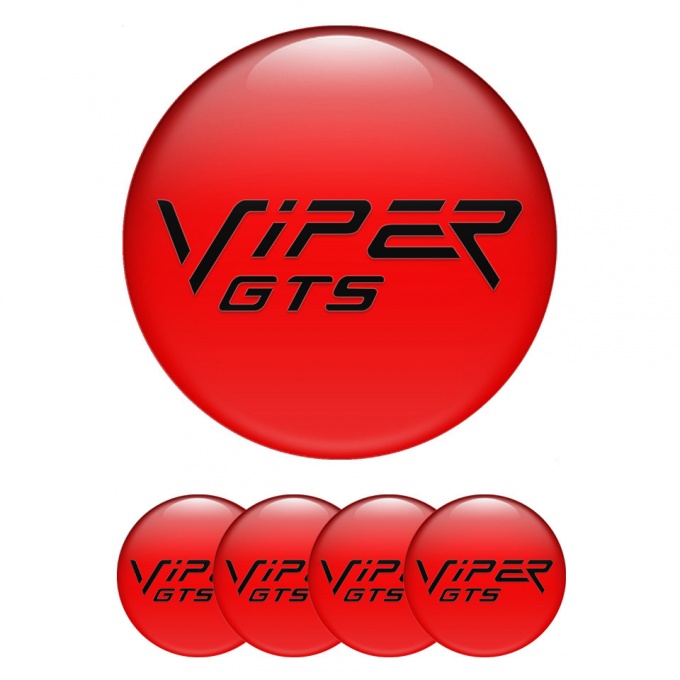 Dodge Viper Emblem for Wheel Center Caps Red Base Black GTS Logo