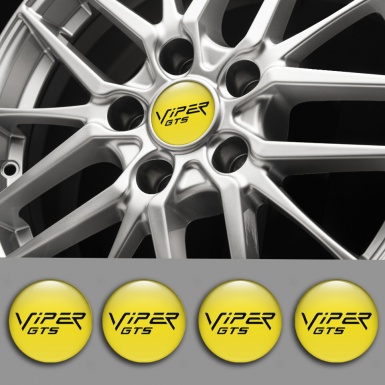 Dodge Viper Emblem for Center Wheel Caps Yellow Fill Black GTS Logo