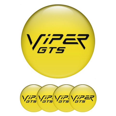 Dodge Viper Emblem for Center Wheel Caps Yellow Fill Black GTS Logo