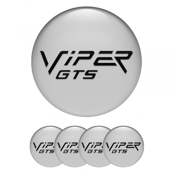 Dodge Viper Center Wheel Caps Stickers Grey Fill Black GTS Logo