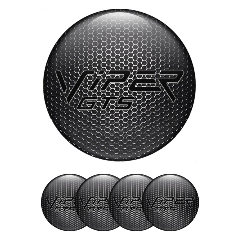 Dodge Viper Center Wheel Caps Stickers Dark Texture Black GTS Logo