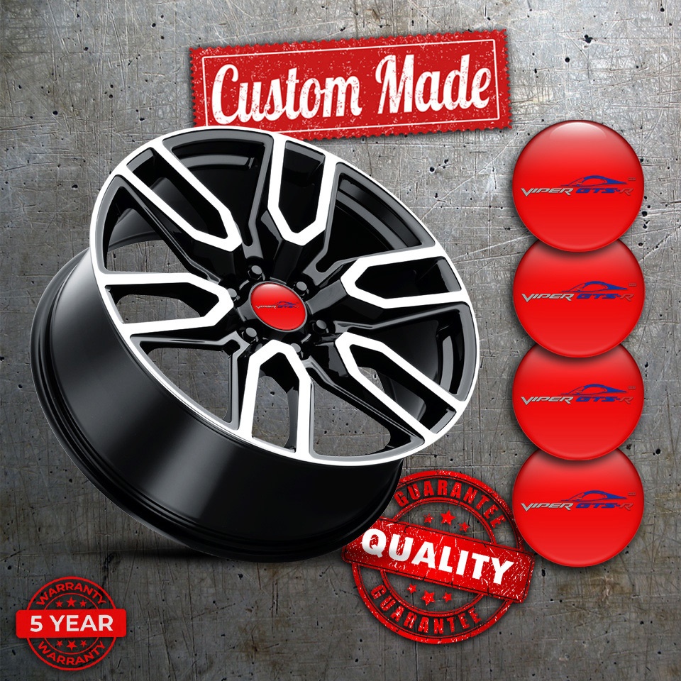 Dodge Viper Center Wheel Caps Stickers Red Base GTSR Car Logo | Wheel ...