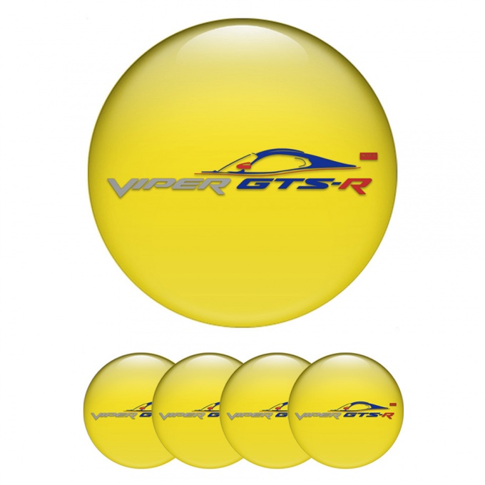 Dodge Viper Emblems for Center Wheel Caps Yellow Base GTSR Car Logo