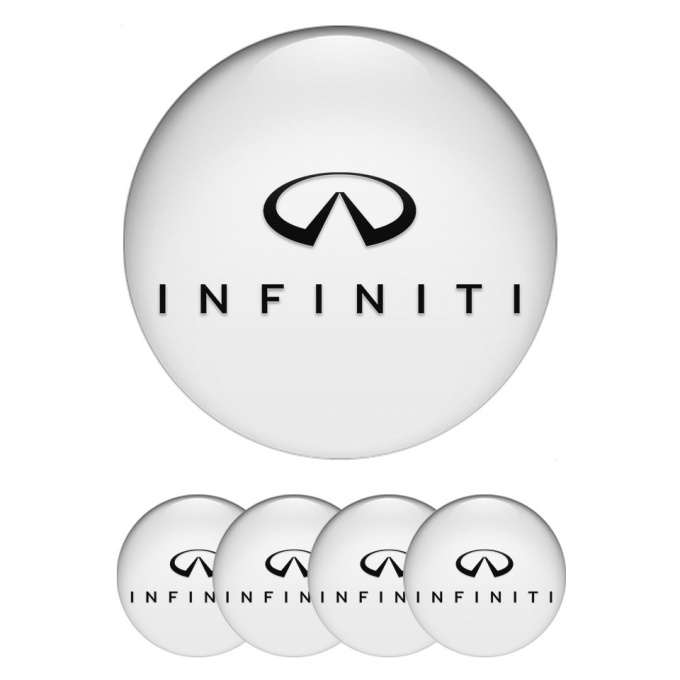 Infiniti Domed Stickers for Wheel Center Caps White Base Black Edition