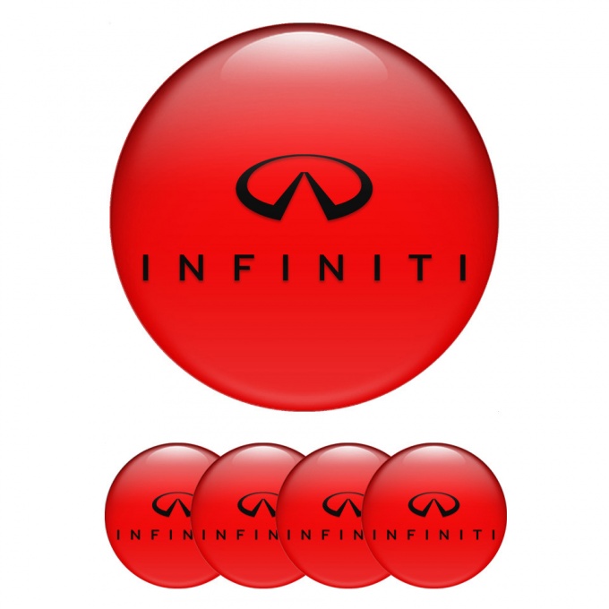 Infiniti Stickers for Center Wheel Caps Crimson Fill Black Edition