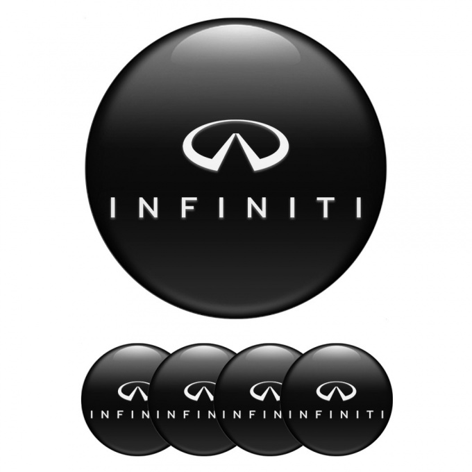Infiniti Center Wheel Caps Stickers Black Base White Logo Edition