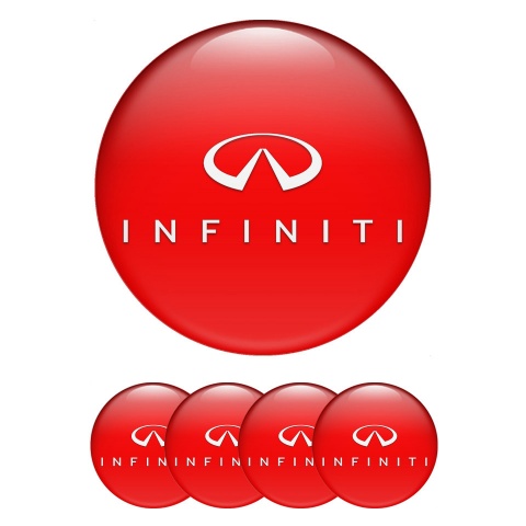 Infiniti Wheel Stickers for Center Caps Red Base White Logo Design