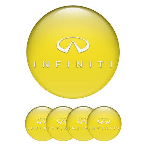 Infiniti Silicone Stickers for Center Wheel Caps Yellow Base White Logo