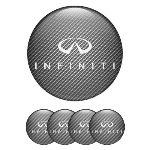 Infiniti Stickers for Center Wheel Caps Carbon Fiber White Logo Design