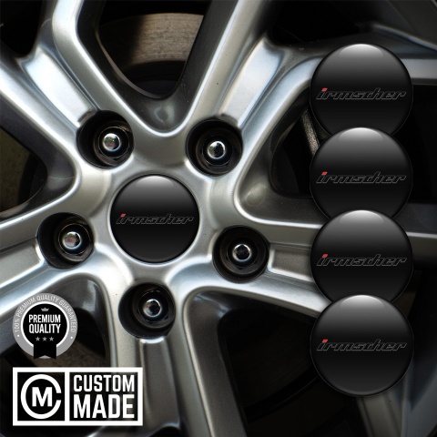 Irmscher Emblem for Wheel Center Caps Black Fill Dark Logo Edition