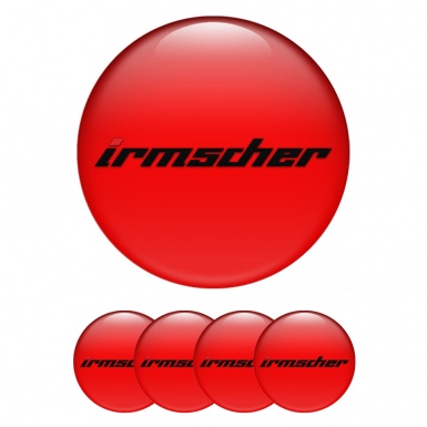 Irmscher Center Wheel Caps Stickers Red Background Dark Logo Edition