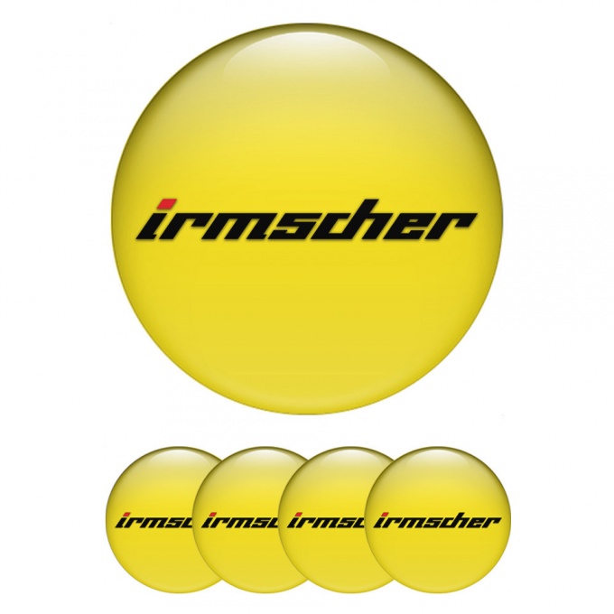 Irmscher Emblems for Center Wheel Caps Yellow Base Dark Logo Edition