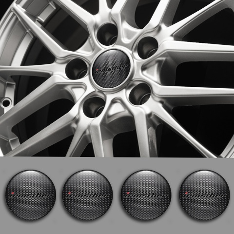 Irmscher Stickers for Center Wheel Caps Metal Mesh Dark Logo Design