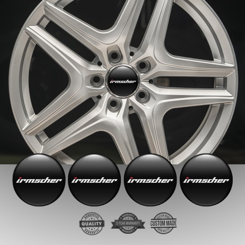 Irmscher Wheel Emblem for Center Caps Black Base White Logo Edition