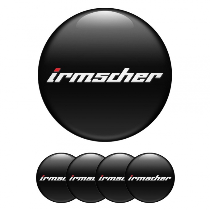 Irmscher Wheel Emblem for Center Caps Black Base White Logo Edition