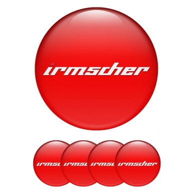 Irmscher Emblem for Wheel Center Caps Crimson Fill White Logo