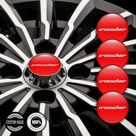 Irmscher Emblem for Wheel Center Caps Crimson Fill White Logo