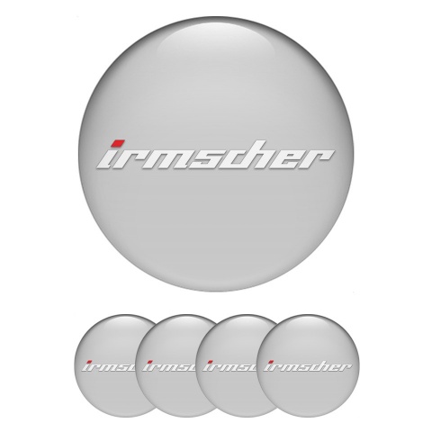 Irmscher Center Wheel Caps Stickers Grey Background White Logo Variant