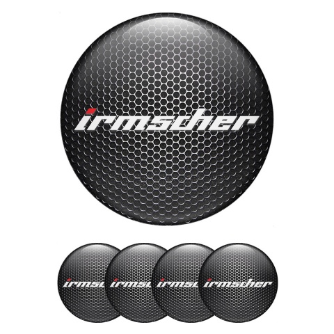 Irmscher Wheel Stickers for Center Caps Metal Grate White Logo Variant