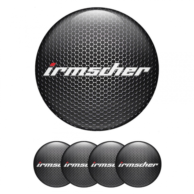 Irmscher Wheel Stickers for Center Caps Metal Grate White Logo Variant